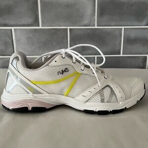 Ryka Vida RZX Training Shoe Sneakers White Silver Yellow Pink Women’s Size 9.5